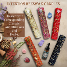 Load image into Gallery viewer, Handmade Beeswax Intention Candle Kit - 9 Manifestation Candle/Spell Candles with Attached Crystals for Love, Happiness, Protection & More for Rituals, Spells, Meditation, Manifesting and Wiccan Altar