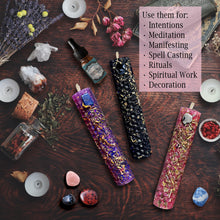 Load image into Gallery viewer, Handmade Beeswax Intention Candle Kit - 9 Manifestation Candle/Spell Candles with Attached Crystals for Love, Happiness, Protection & More for Rituals, Spells, Meditation, Manifesting and Wiccan Altar