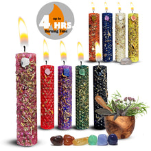 Load image into Gallery viewer, Handmade Beeswax Intention Candle Kit - 9 Manifestation Candle/Spell Candles with Attached Crystals for Love, Happiness, Protection & More for Rituals, Spells, Meditation, Manifesting and Wiccan Altar