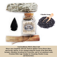 Load image into Gallery viewer, UnaLunaMoona Wicca Black Salt Kit | Black Salt for Protection Charged Using Dark  Moon Energy Witchcraft kit