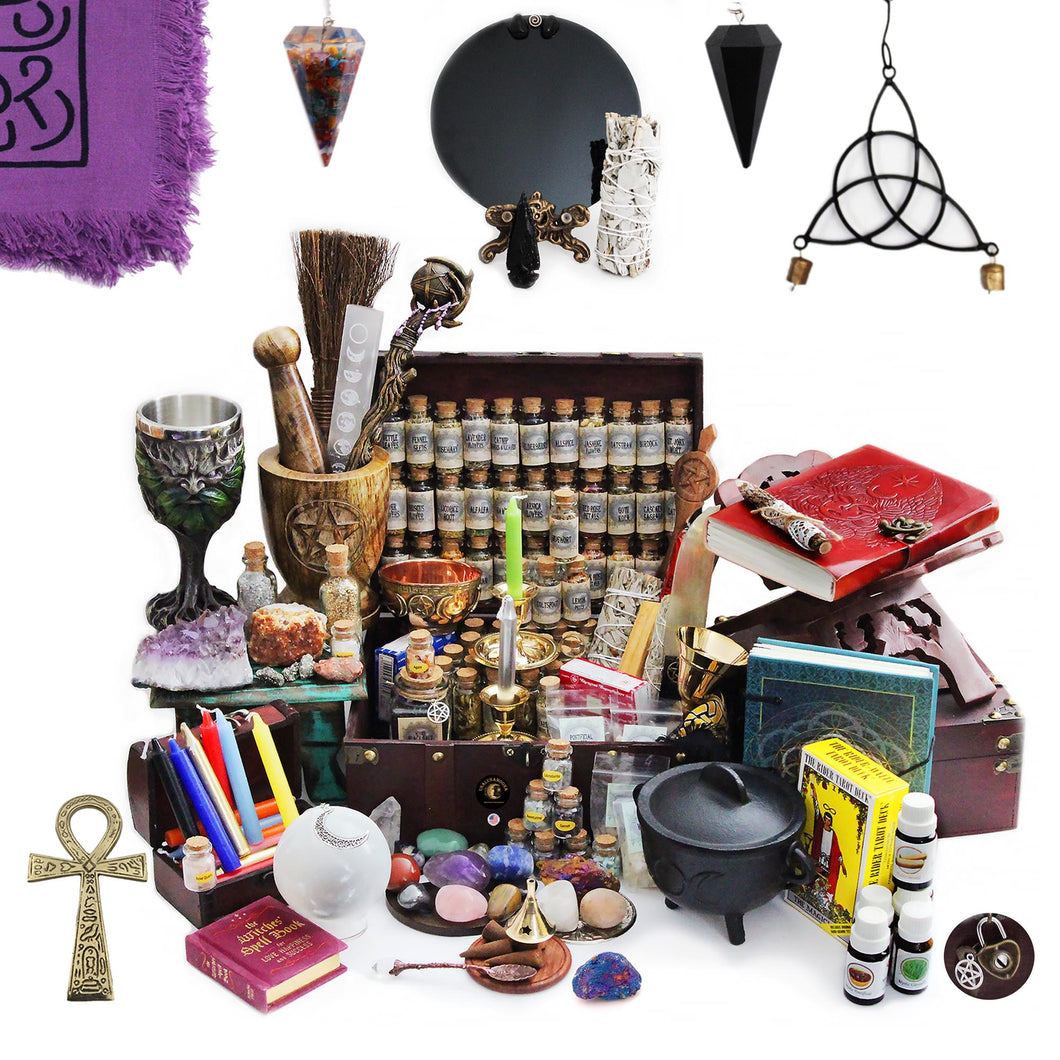 UnaLunaMoona Huge Witchcraft Kit | 236 Wiccan Supplies and Tools Witch Starter Kit Wiccan Altar Supplies w Book of Shadows