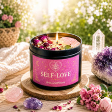 Load image into Gallery viewer, Intention Candles | Crystal &amp; Botanical Wellness Candles | Handcrafted Soy Candles
