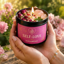Load image into Gallery viewer, Intention Candles | Crystal &amp; Botanical Wellness Candles | Handcrafted Soy Candles
