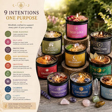 Load image into Gallery viewer, Intention Candles | Crystal &amp; Botanical Wellness Candles | Handcrafted Soy Candles

