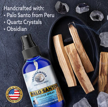 Load image into Gallery viewer, Palo Santo Spray Quartz &amp; Obsidian-Infused | Smudge in Spray for Smudging, Clearing, and Protection Energy - Handmade in USA

