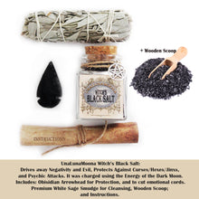 Load image into Gallery viewer, UnaLunaMoona Wicca Black Salt Kit | Black Salt for Protection Charged Using Dark  Moon Energy Witchcraft kit
