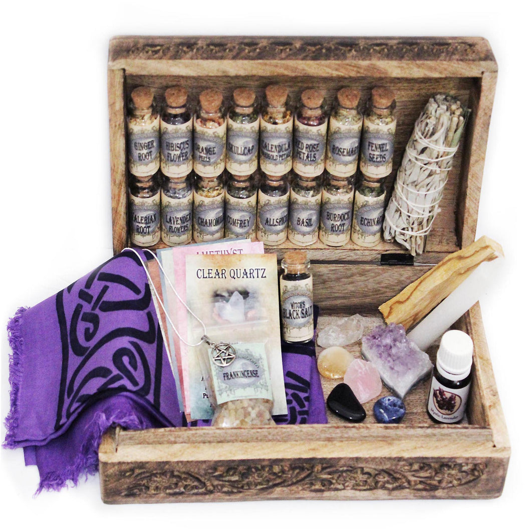 witchcraft kit with wiccan supplies and tools witch herbs alrar starter kit baby witch witchcraft crystals starter kit fir baby witch