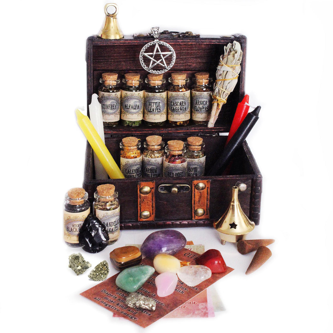 UnaLunaMoona Witchcraft Kit | 39 Wiccan Supplies and Tools | Witch Starter Kit | Wiccan Altar Supplies